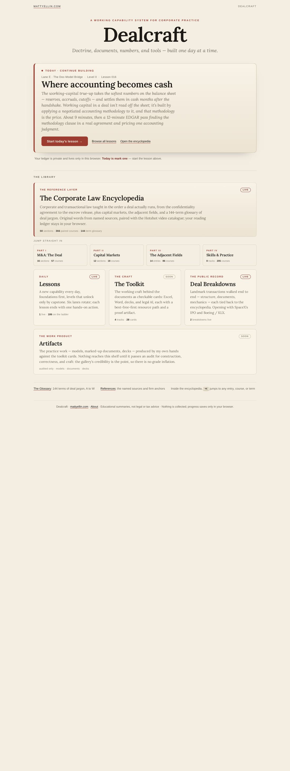 Dealcraft, the corporate law desk