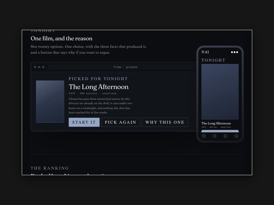 The Film Library, the shelf