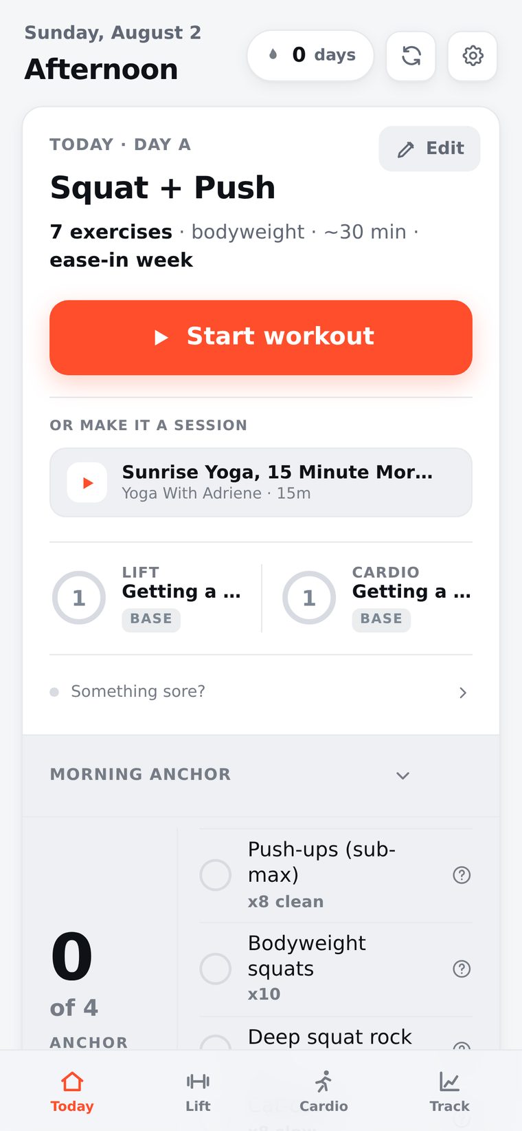 Train, the Today tab