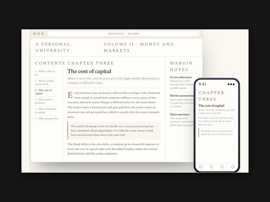A Personal University, a chapter page