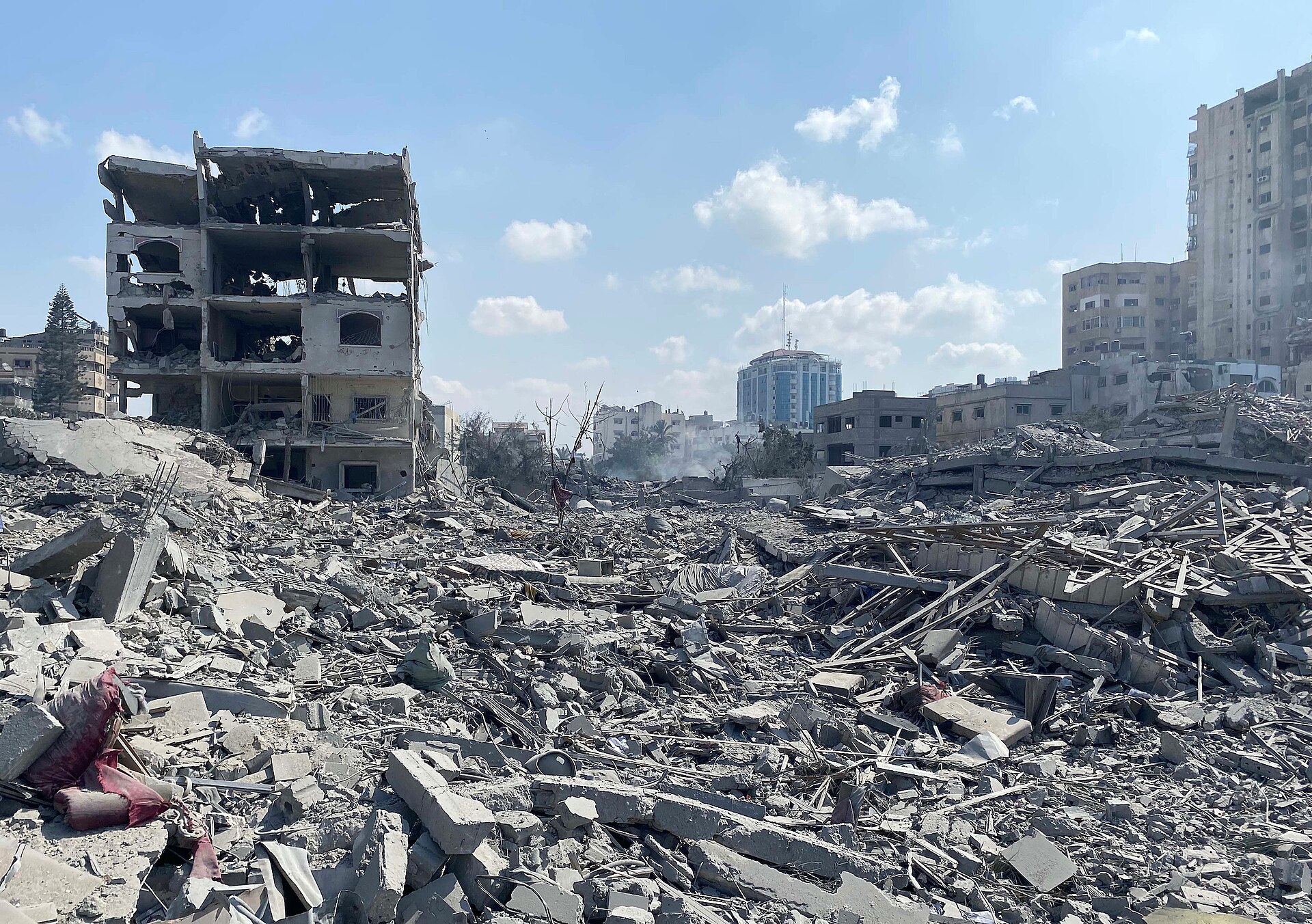 Damaged buildings in the Gaza Strip