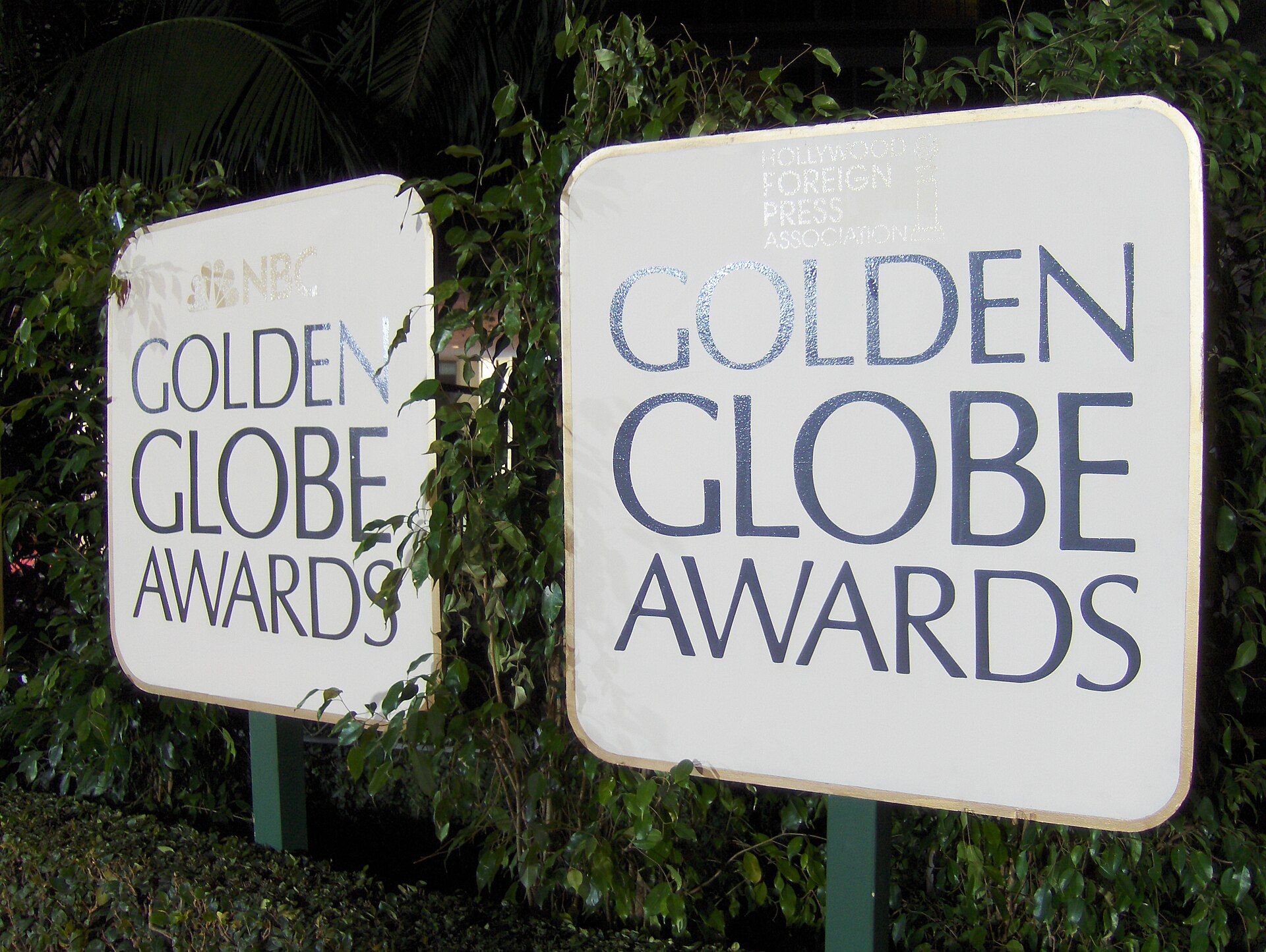 Golden Globe Awards signage at the ceremony venue