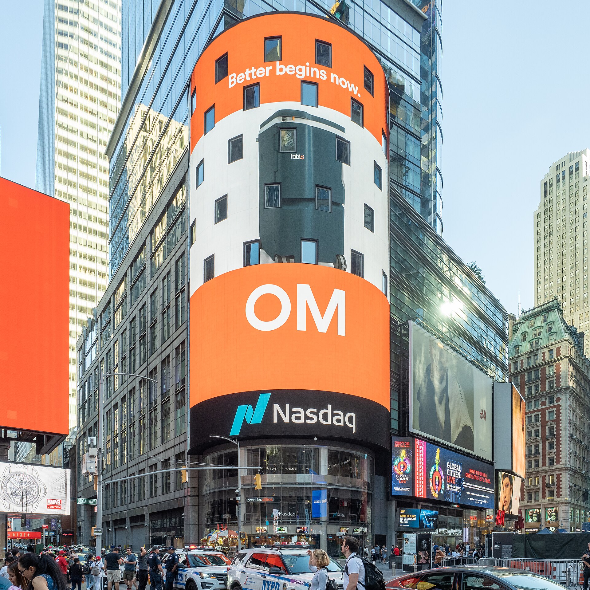 The Nasdaq MarketSite tower at Times Square, New York.