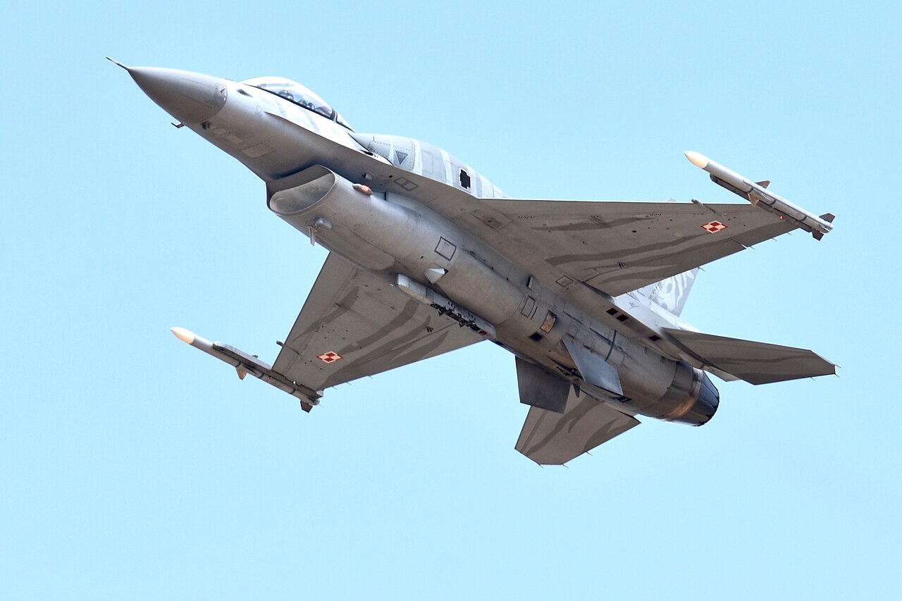 A Polish Air Force F-16C in flight
